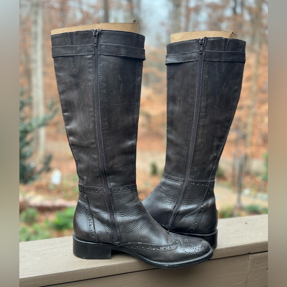 LAVORAXIONE ARTIGIANA GORGEOUS TOLL  BROWN,LEATHER ZIP UP BOOTS 39 - Picture 6 of 11